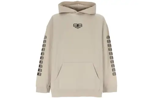Balenciaga Embroidered Sleeve Bb Logo Popover Hoodie