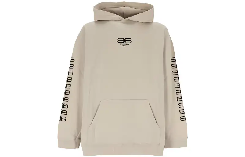 Balenciaga Embroidered Sleeve Bb Logo Popover Hoodie