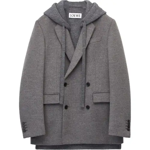 LOEWE Jackets Men's Gray Hooded Moderate Other