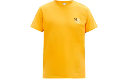 LOEWE T Shirts Men's Orange Crew Neck Moderate Straight Fit