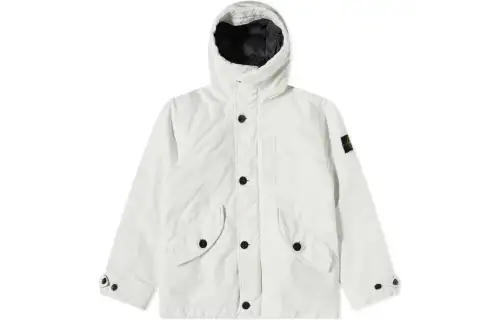 STONE ISLAND Logo Patch Buttoned Hooded Jacket