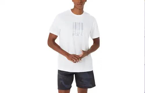 ASICS T Shirts Men's White Crew Neck Moderate Straight Fit