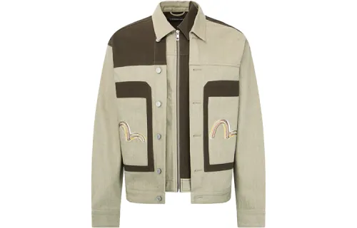 EVISU Jackets Men's Color Blocking Lapel Moderate