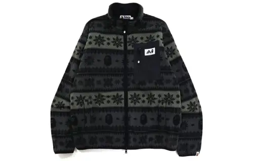 Bape Snow Pattern Relaxed Fit Zip Fleece