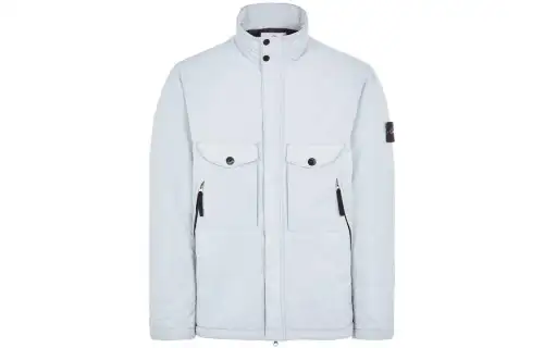 STONE ISLAND Jackets Men's Pearl Gray Stand Collar Moderate Other
