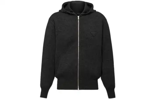Prada cashmere knitted zip-up hoodie