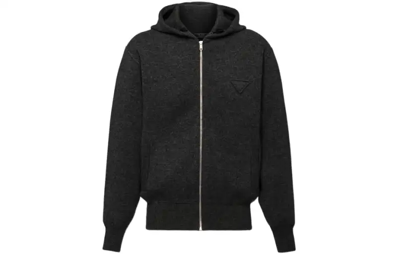 Prada cashmere knitted zip-up hoodie