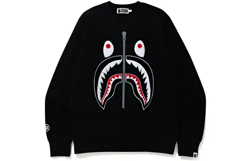 Bape Applique Metal Zip Shark Crewneck