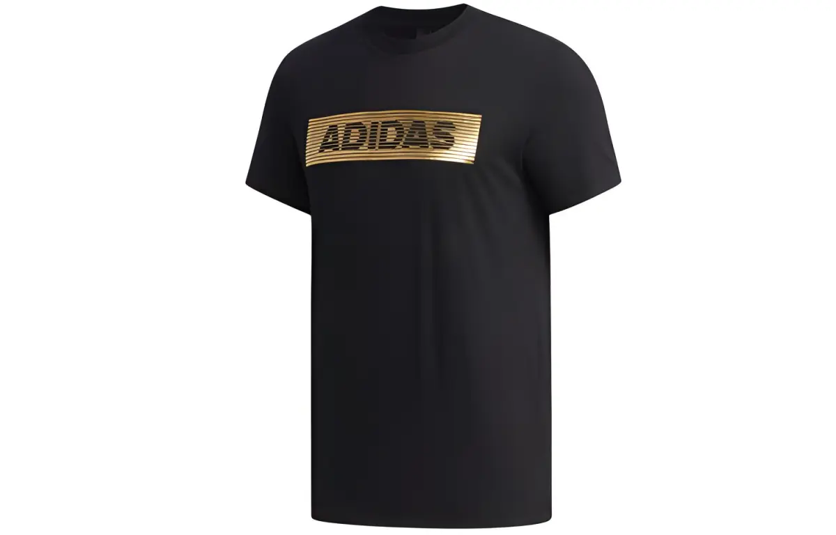 Adidas T-Shirts Men's Black Crew Neck Moderate Straight Fit