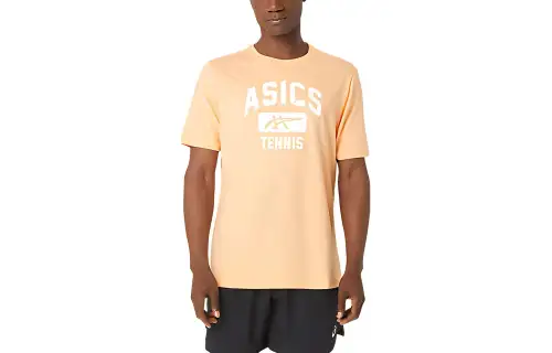 ASICS T Shirts Unisex Yellow Crew Neck Moderate Straight Fit