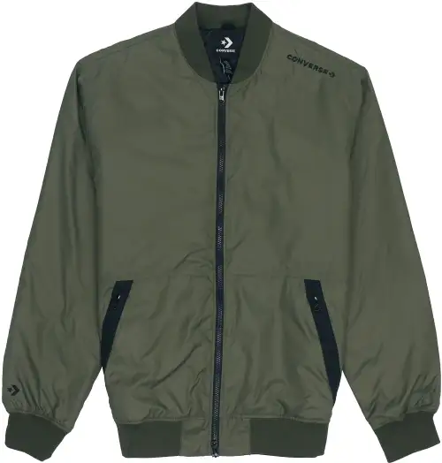 Converse Jackets Men's Green Baseball Collar Moderate