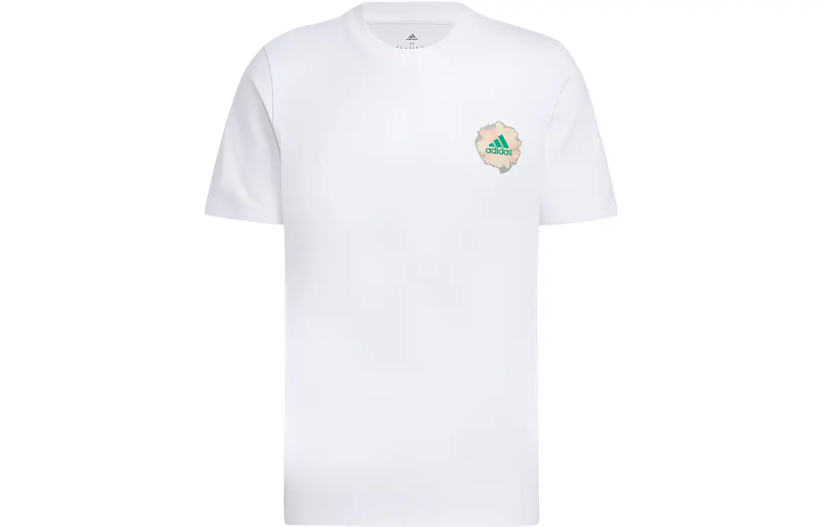 Adidas T-Shirts Men's White Crew Neck Moderate Straight Fit