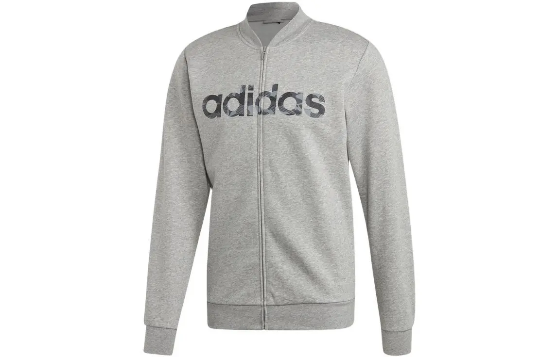 Adidas Letter Logo Print Zippers Thickened And Fleece Lined Sports Jackets & Coats Men's Gray