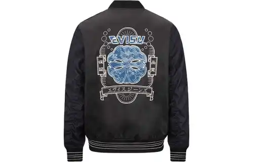 EVISU Jackets Men's Black Stand Collar Moderate Other