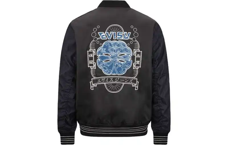 EVISU Jackets Men's Black Stand Collar Moderate Other