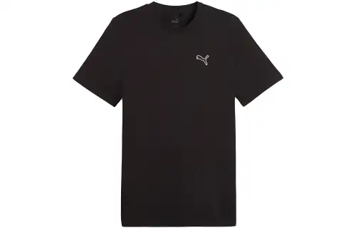 PUMA T Shirts Men's Black Crew Neck Moderate Straight Fit
