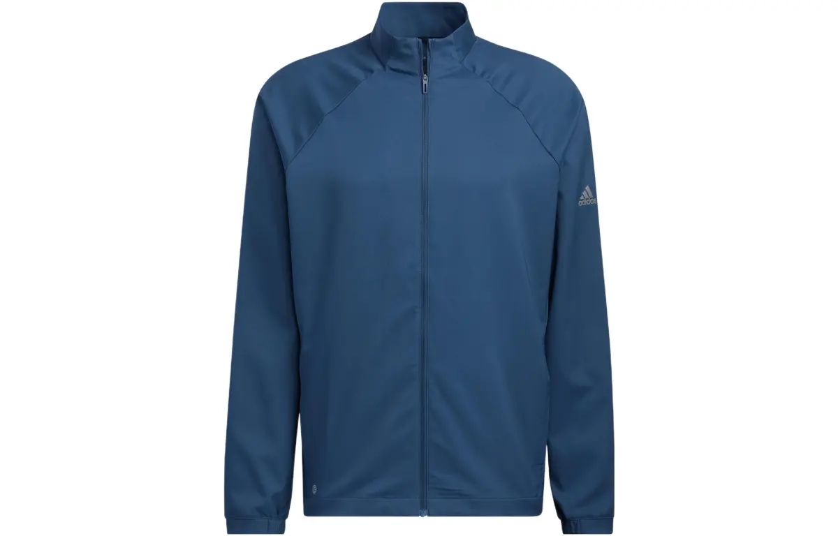 Adidas Jackets Men's Navy Blue Stand Collar Moderate Straight Fit