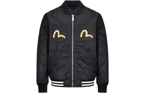 EVISU Jackets Men's Black Baseball Collar Moderate Other