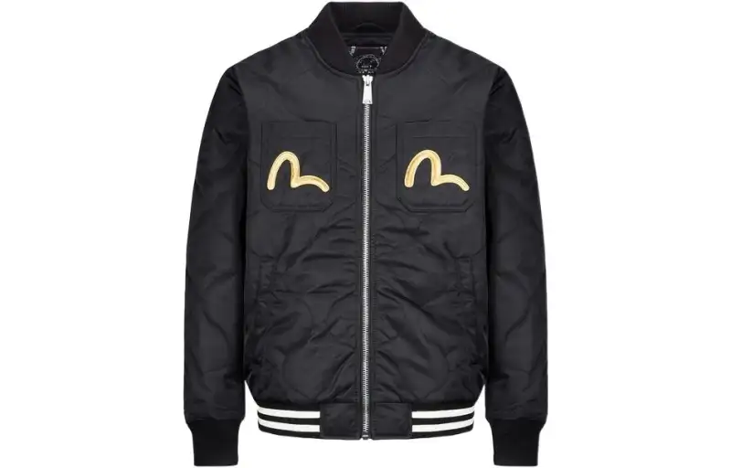 EVISU Jackets Men's Black Baseball Collar Moderate Other