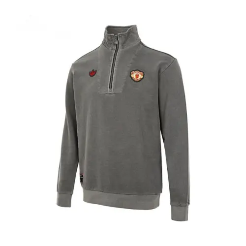 Adidas Free Shipping With AdiClub Manchester United Terrace Icons Half Zip Top
