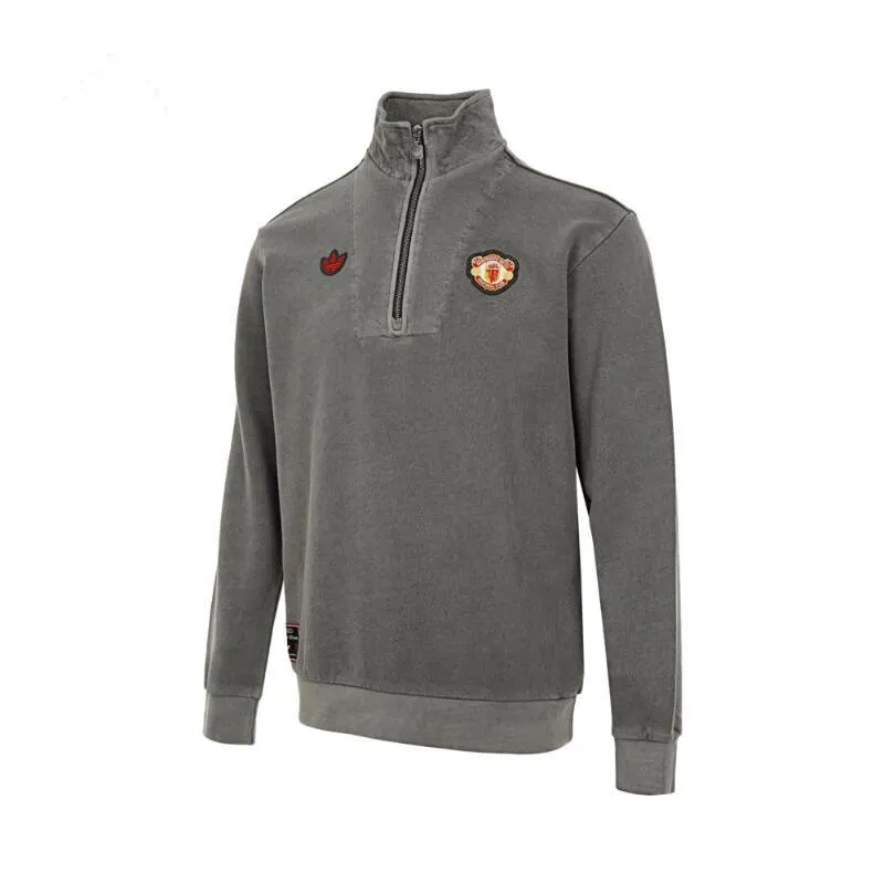 Adidas Free Shipping With AdiClub Manchester United Terrace Icons Half Zip Top