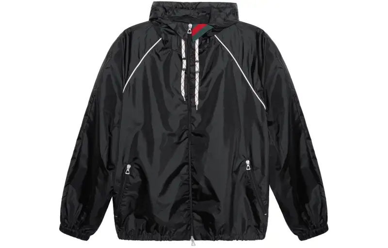 GUCCI Jackets Men's Black Hooded Moderate Other