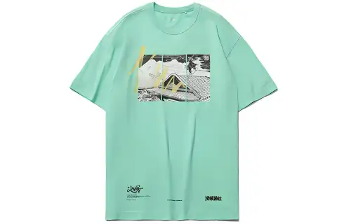 Li Ning T Shirts Men's Kohlrabi Green Crew Neck Moderate Straight Fit