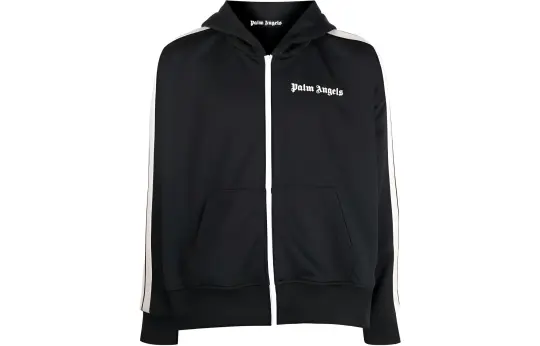 PALM ANGELS Stripe Detail Zip Up Hoodie