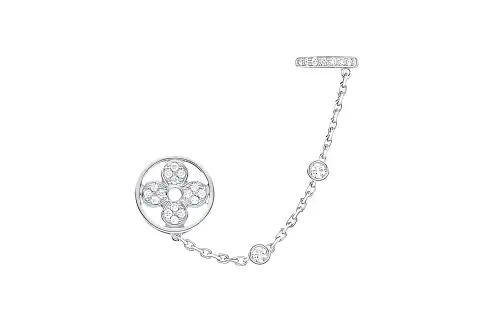 LOUIS VUITTON Idylle Blossom Mono Chain Earring White Gold And Diamonds - Per Unit