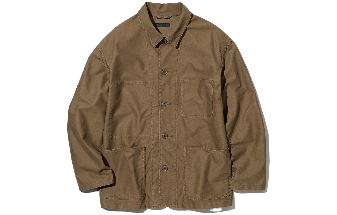UNIQLO Uniqlo solid color simple pocket decorated lapel jacket, same style for men and women, camel