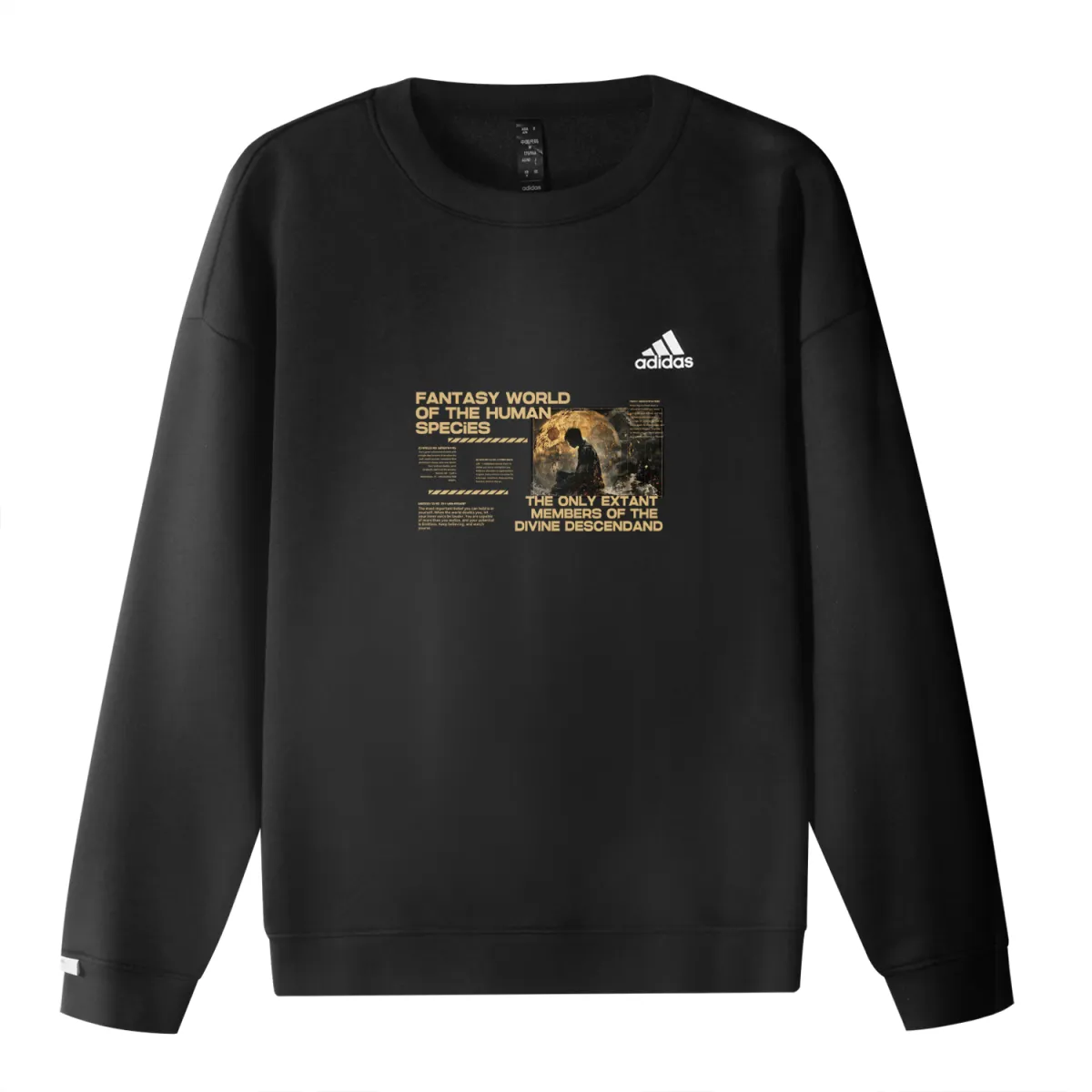 Adidas Sweatshirts Unisex Black Crew Neck Moderate Regular
