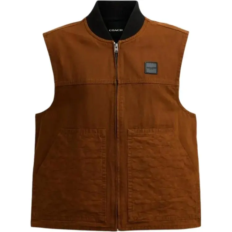 COACH Tank Tops Men's Umber Baseball Collar Moderate Other