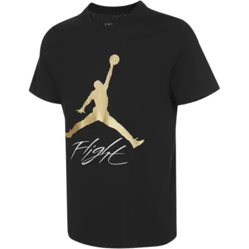 Jordan Flight T Shirts Men's Black Crew Neck Moderate Straight Fit