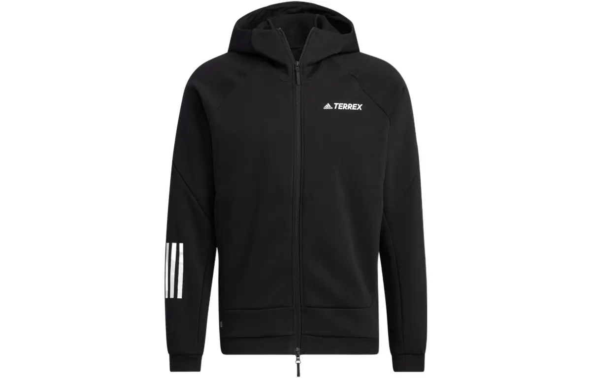 Adidas Jackets Unisex Black Hooded (Non-detachable) Moderate Straight Fit