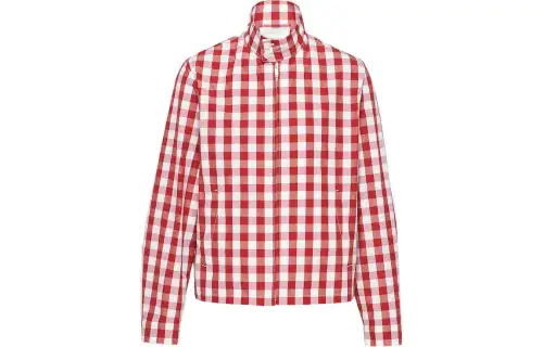 PRADA Jackets Men's White Red Stand Collar Moderate Other