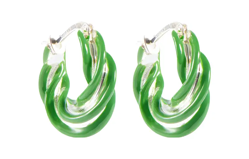 Bottega Veneta Enamel Earrings Women's Green