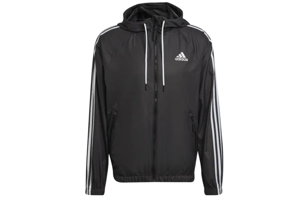 Adidas 3-Stripes Jackets Men's Black Hooded Moderate Other