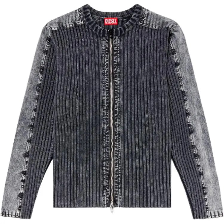 DIESEL K Matty Contrast Panel Zip Up Cardigan