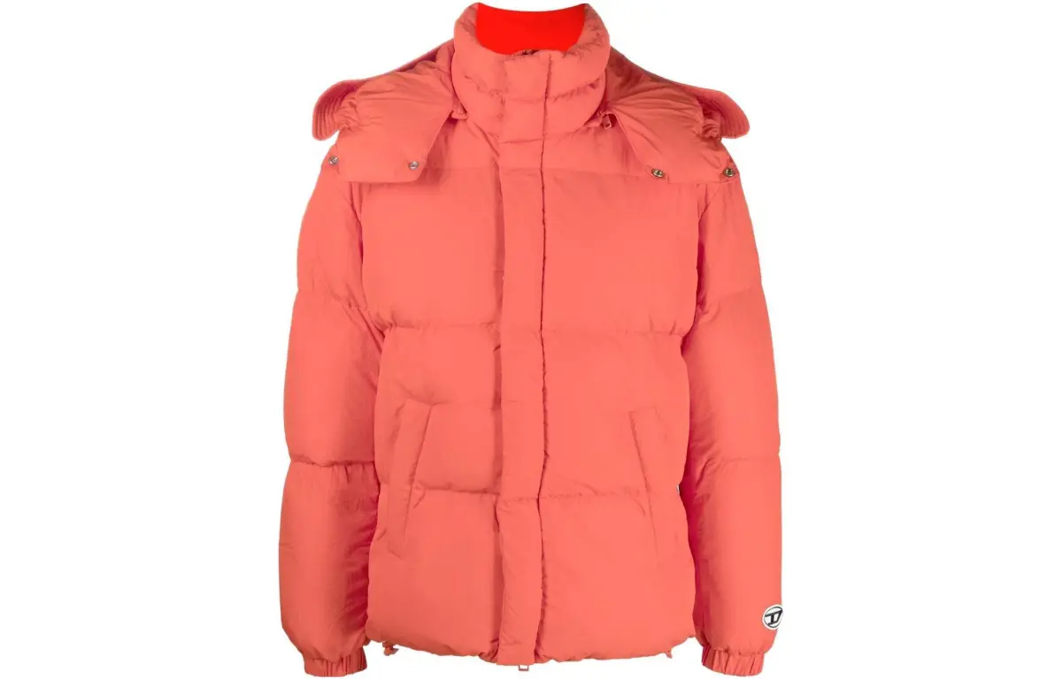 DIESEL Jackets Men's Orange Hooded (Non-detachable) Moderate Straight Fit