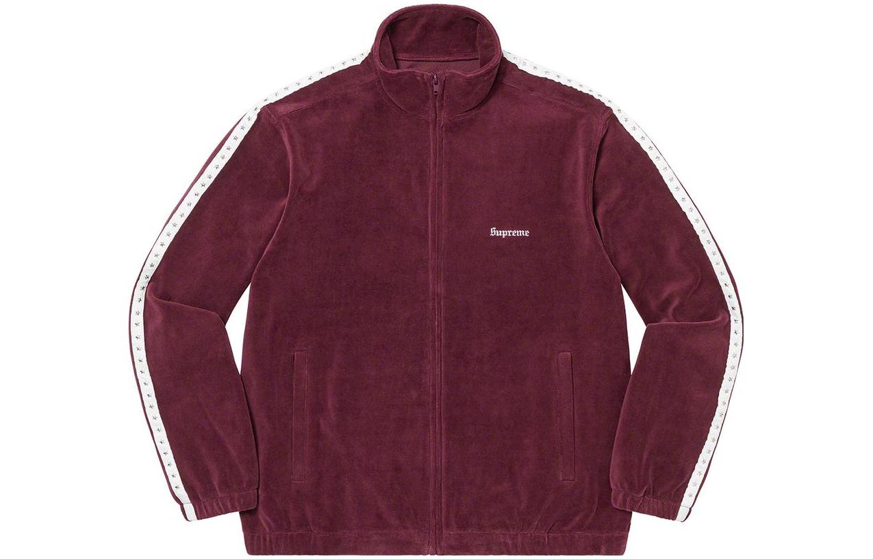 Supreme Clothing Series 2022 Autumn and Winter Series Week 2 Studded Velour Track Jacket Side Printed Casual American Fashion Jacket Men's Style