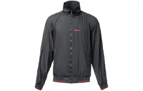 PRADA Jackets Men's Gray Stand Collar Moderate Other