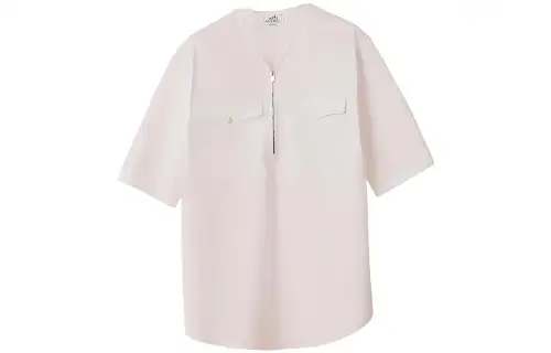 HERMES T Shirts Men's Light Pink V Neck Moderate Straight Fit