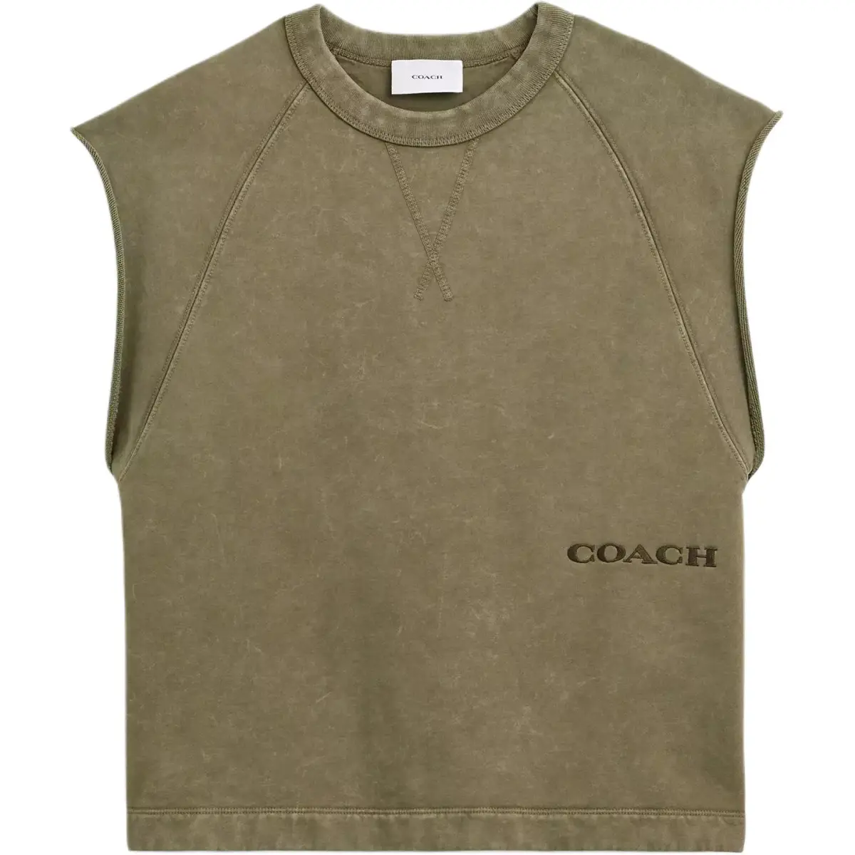 COACH Tank Tops Men's Green Crew Neck Moderate Straight Fit