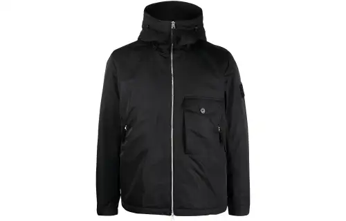 STONE ISLAND Jackets Men's Black Hooded Non Detachable Moderate Other