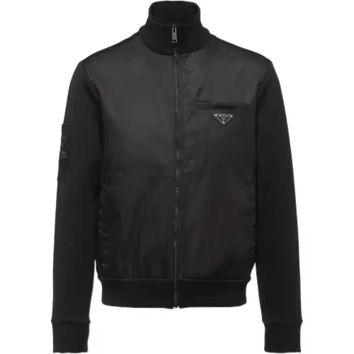 PRADA Jackets Men's Black Stand Collar Moderate Other