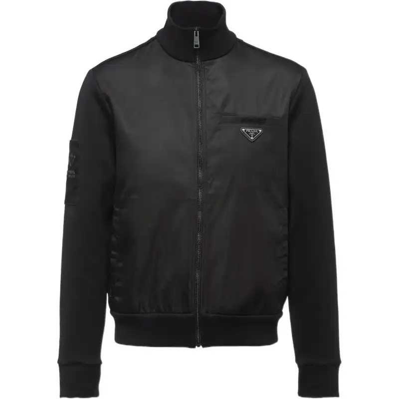 PRADA Jackets Men's Black Stand Collar Moderate Other