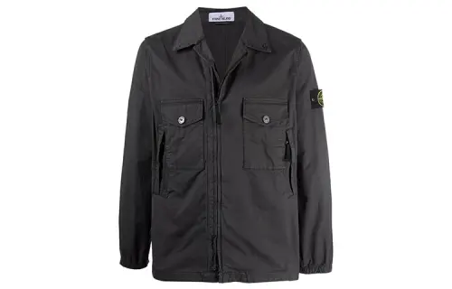 STONE ISLAND Jackets Men's Charcoal Gray Lapel Moderate Other