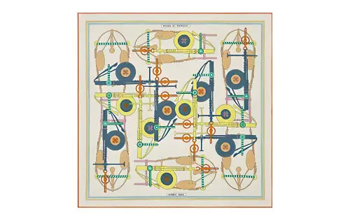 HERMES Scarves Women's White Yellow
