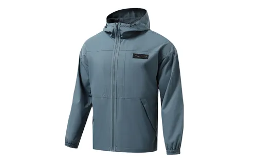 Li Ning Fitness Series Jackets Men's Slate Blue Hooded Moderate Other