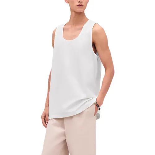HERMES Tank Tops Men's White Crew Neck Moderate Straight Fit